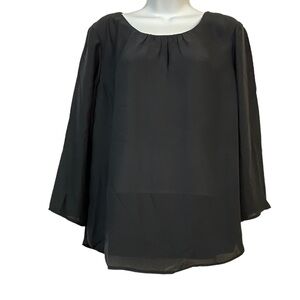 Talbots Black Silk Semi-sheer Blouse Top Size 10  Career Office Classic Casual